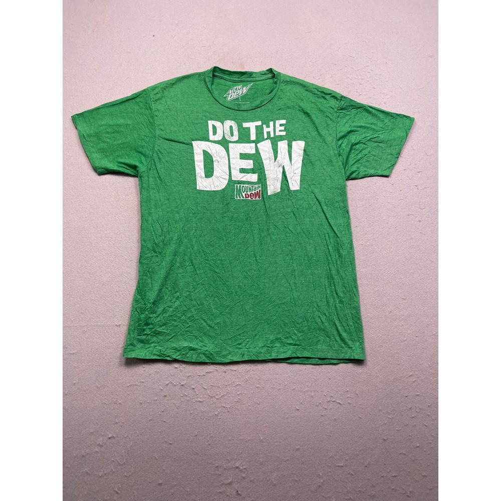 Mountain Dew T Shirt Cotton Polyester Green Graphic Large Mens